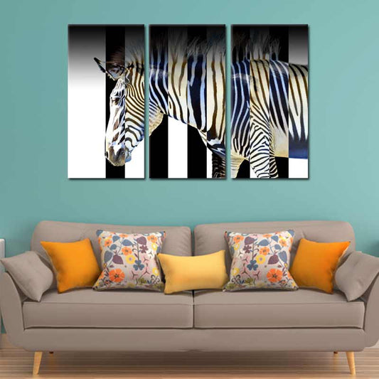 Tableau décoratif Triptyque Zèbre