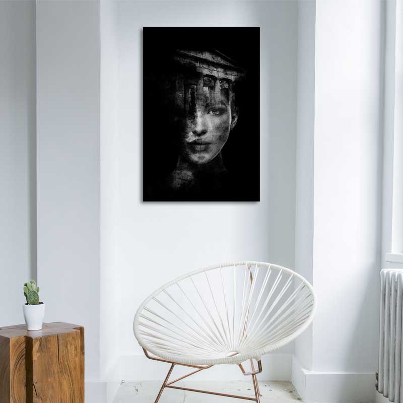Tableau décoratif imprimé d'un Visage Femme Noir et Blanc