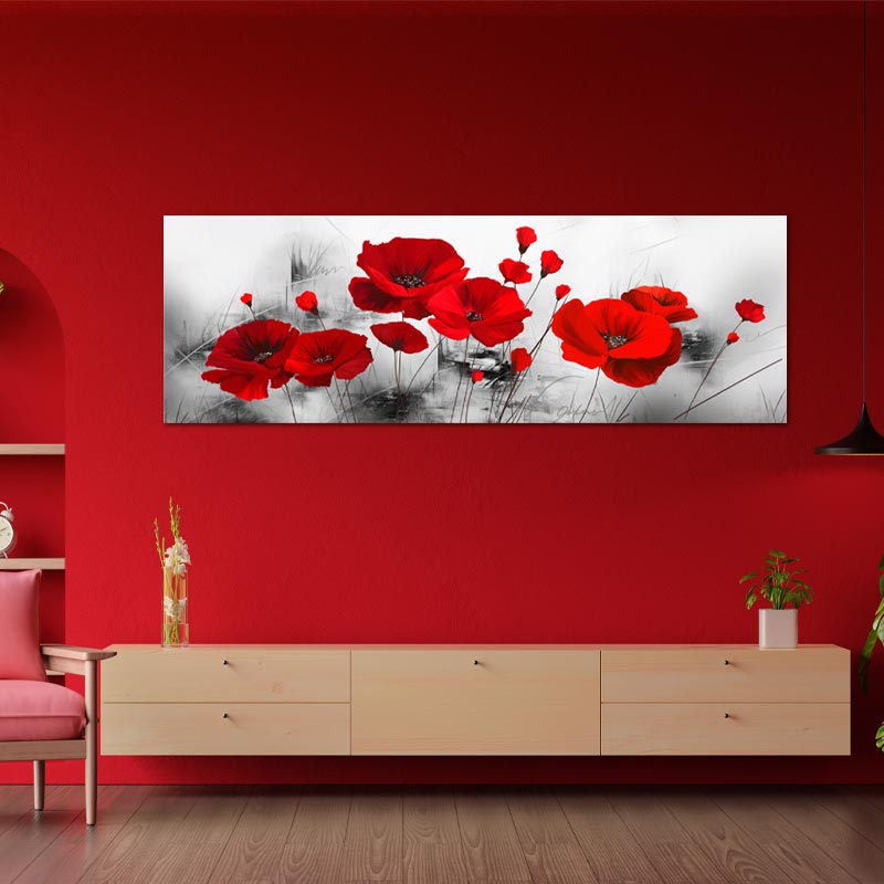 Tableau XXL Panoramique Coquelicots - TabloDéco.fr