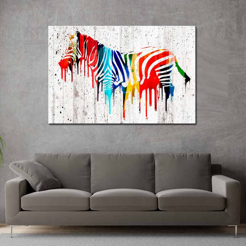 Tableau Déco Zèbre Coloré