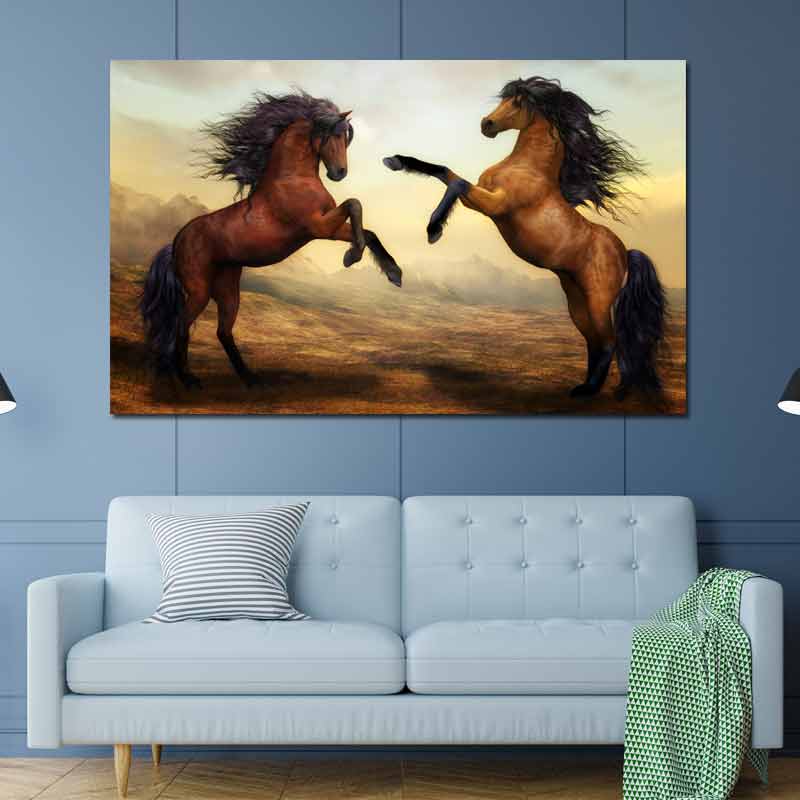 Tableau Modernes avec 2 Chevaux