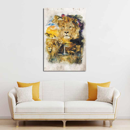Toile Décorative avec des Animaux de la Savane