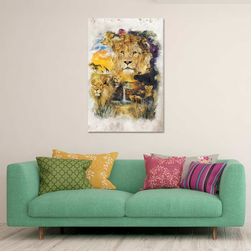 Toile murale de décoration avec des animaux de la savane