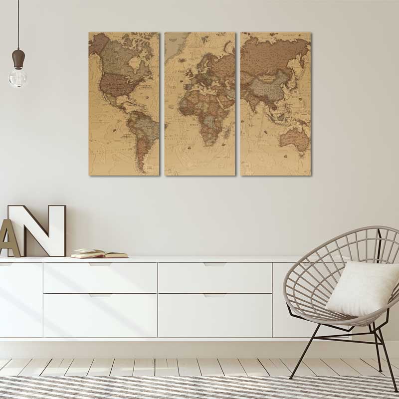 Toile murale d'une Carte du Monde Ancienne