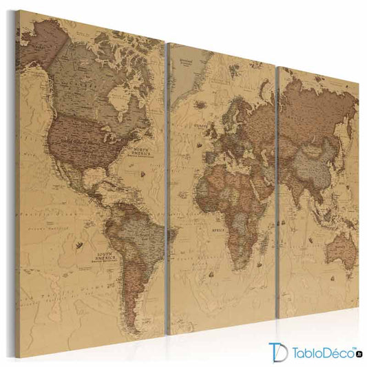 Acheter une Toile Carte du Monde Ancienne - TabloDéco.fr