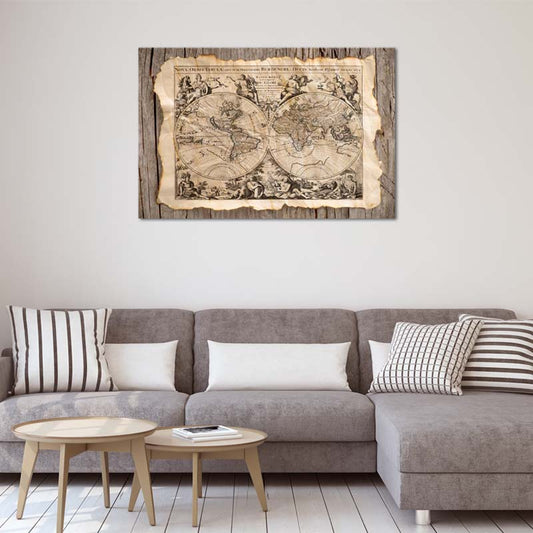 Toile Carte du Monde Vintage - TabloDéco.fr