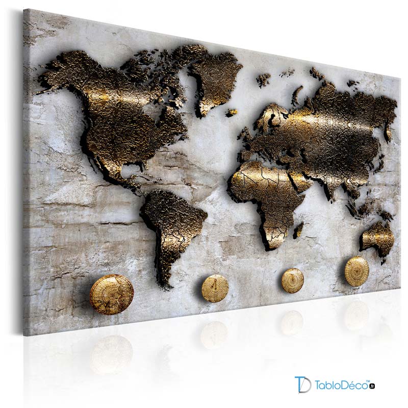 Acheter une Toile d'un Planisphère Doré - TabloDéco.fr