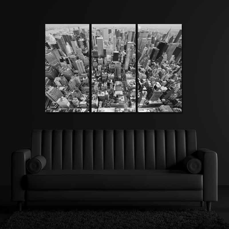 Triptyque décoratif de New York Noir et Blanc